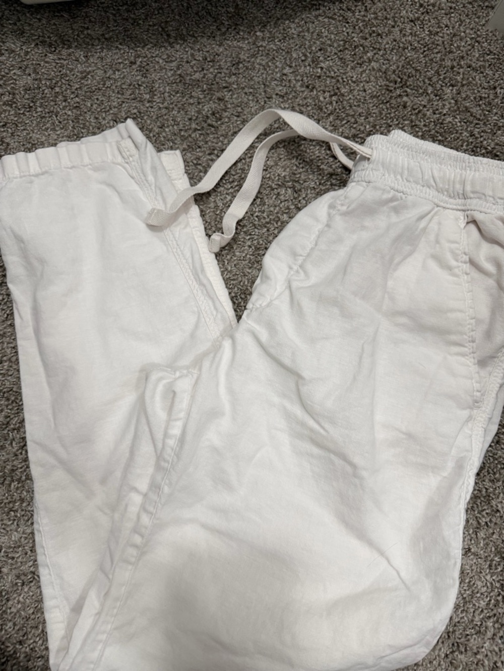 Zara Kids White Drawstring Joggers